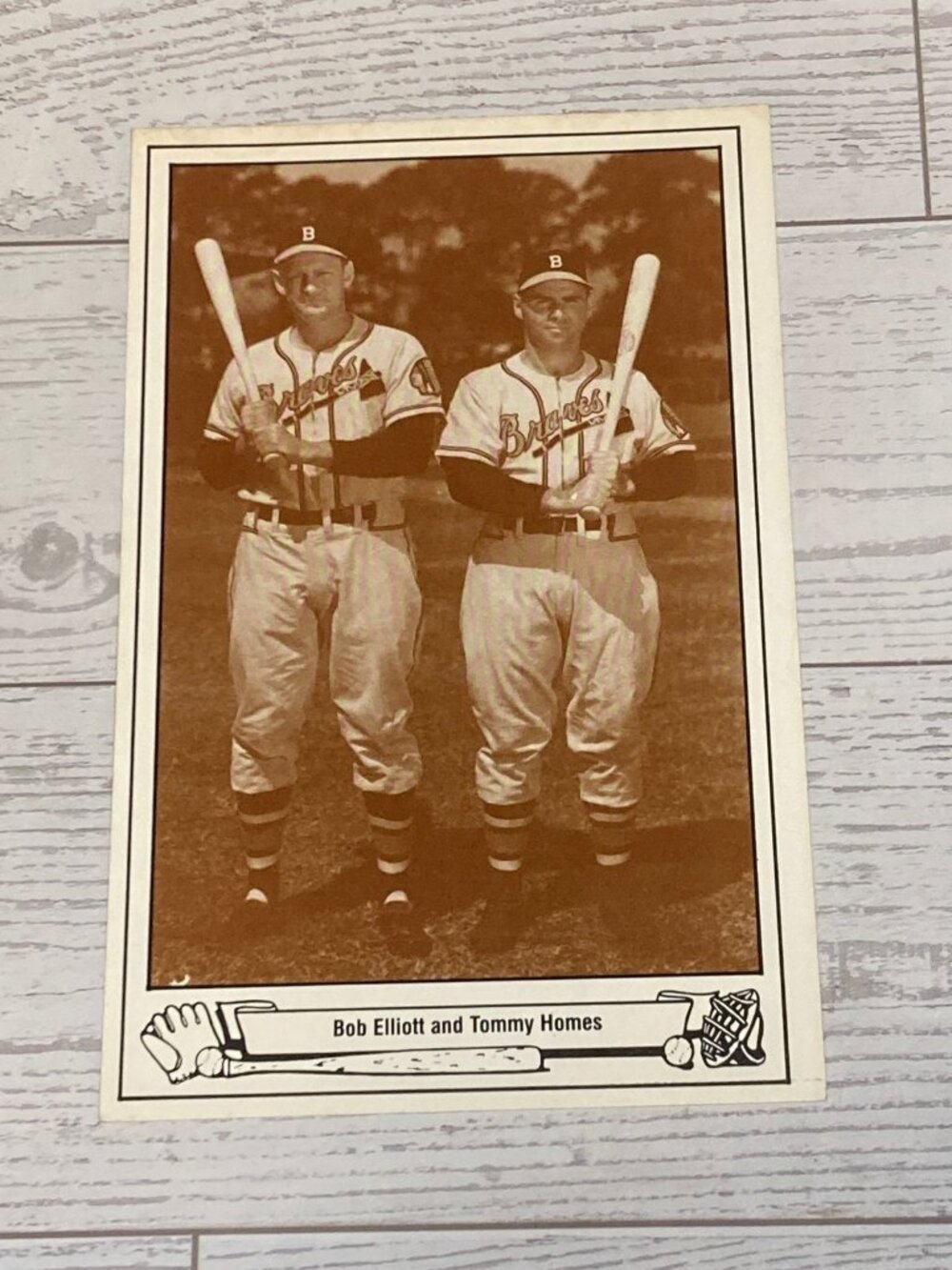 Playball Photo Postcard 1948 Braves Sepia Baseball Photo TCMA 1983 Vintage